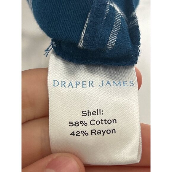 Draper James blue plaid windowpane ruffle shirt dress size 0 twee - Picture 6 of 7